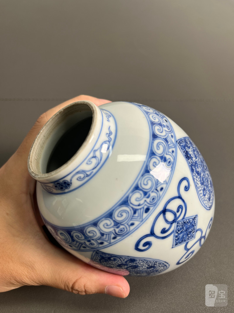 清雍正  青花淡描缠枝花卉纹灯笼尊 - 图13